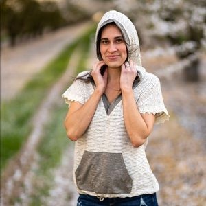 Pullover Hoodie w/ Lace Sleeve Details